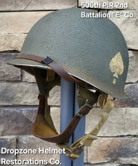 Image 6 of WWII M2 101st Airborne 506th Helmet D-bale Front Seam Original Westinghouse Paratrooper liner. 