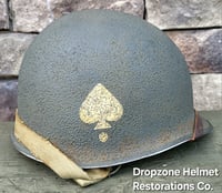 Image 4 of WWII M2 101st Airborne 506th Helmet D-bale Front Seam Original Westinghouse Paratrooper liner. 