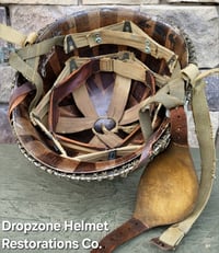 Image 12 of WWII M2 101st Airborne 506th Helmet D-bale Front Seam Original Westinghouse Paratrooper liner. 