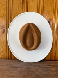 Image 2 of Two Tone Blank Vegan Suede Flat Brim Hats 