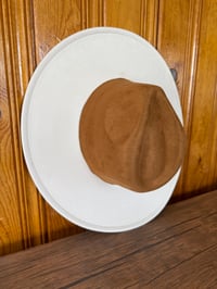Image 3 of Two Tone Blank Vegan Suede Flat Brim Hats 