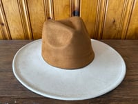 Image 1 of Two Tone Blank Vegan Suede Flat Brim Hats 