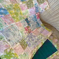Image 5 of Pastel Charm Handmade Quilt Upcycled Vintage Fabrics & Wool Blanket