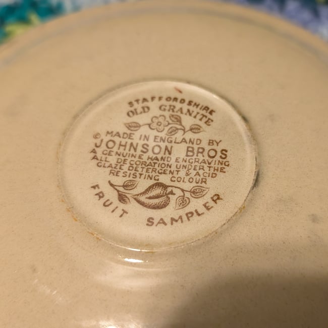 Vntg Johnson Bros Fruit Sampler Tea Cup Candle w/ Saucer