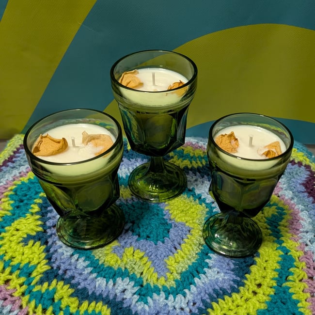 Witchy Sage Vintage Indiana Glass Goblet Candle