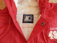 Image 3 of Starter x San Francisco 49ers Red Hooded Parka Jacket sz L