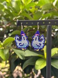 Image 1 of Stardew Valley Blue Chicken Beaded Earrings