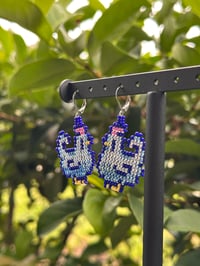 Image 2 of Stardew Valley Blue Chicken Beaded Earrings