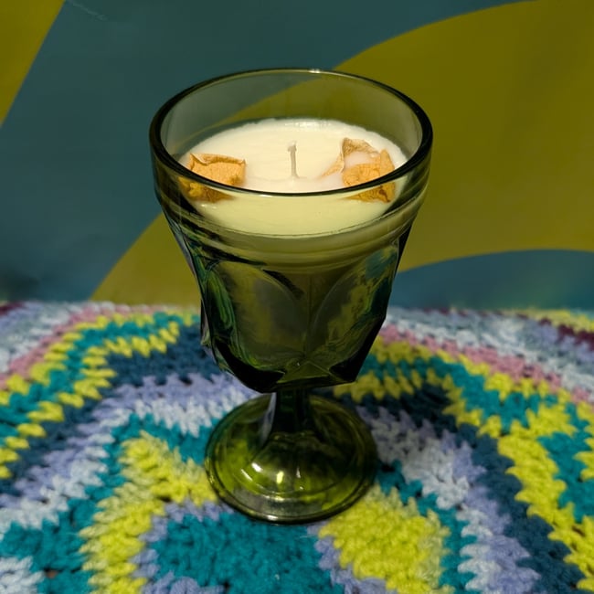 Blackberry Pine Amber Vintage Indiana Glass Goblet Candle