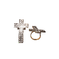 Image 1 of rhinestone cross ring