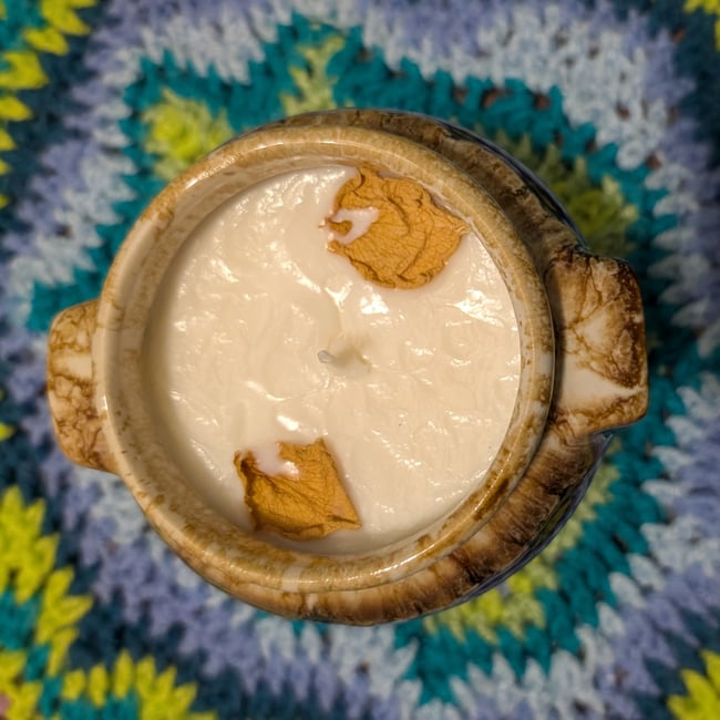 Campfire Roasted Marshmallow Vintage Drip Glaze Crock Candle