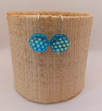 Blue metallic dot earrings
