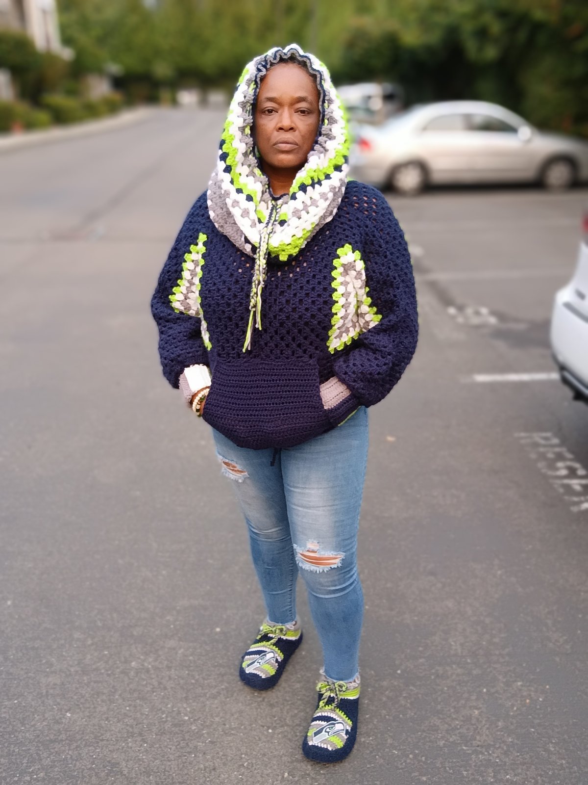 Crochet Football Hexagon Sweatshirt | Soul Woven Rising Xpressions