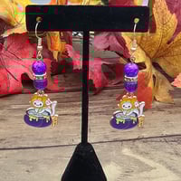 Image 1 of Kitty with Cauldron Earrings 