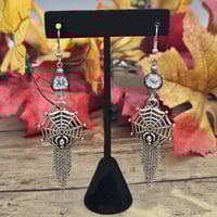 Image 1 of Spider with Web Earrings