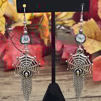 Image 2 of Spider with Web Earrings
