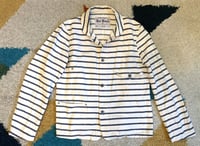 Image 1 of Dry Bones Japan striped cotton/linen striped coverall jacket, size L (fits M)