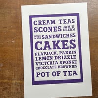 Image 1 of Cakes menu screenprint on paper 