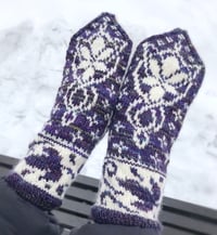 Image 2 of “Evenstar” mittens - Purple - Ready to ship