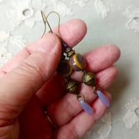 Image 2 of Acorns Bohemian Statement Bead Earrings in Purple & Antique Bronze 