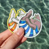 Image 1 of Shrimp Cat - Diving Cat Vinyl Sticker