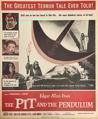 Image 2 of The Pit and the Pendulum 1961 window card (14"x22")