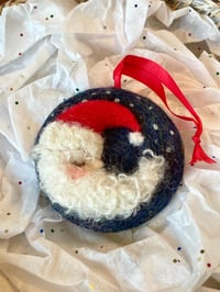 Handmade Santa Claus Christmas Ornament, Celestial Santa Moon Ornament, Made to Order