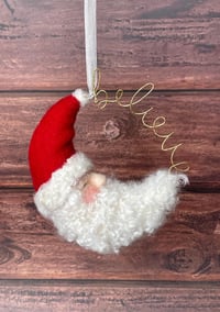 Santa Claus "Believe" Christmas Ornament, Handmade from Wool and Wire, Made to Order