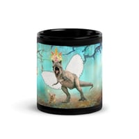 Image 1 of T- Rexie and Caticorn - Black Glossy Mug - 2 Sizes