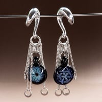 Image 2 of Geometric Glass and Chain Ear Weights - Rōnin Glassworks - Stretched Ears - Stainless Steel