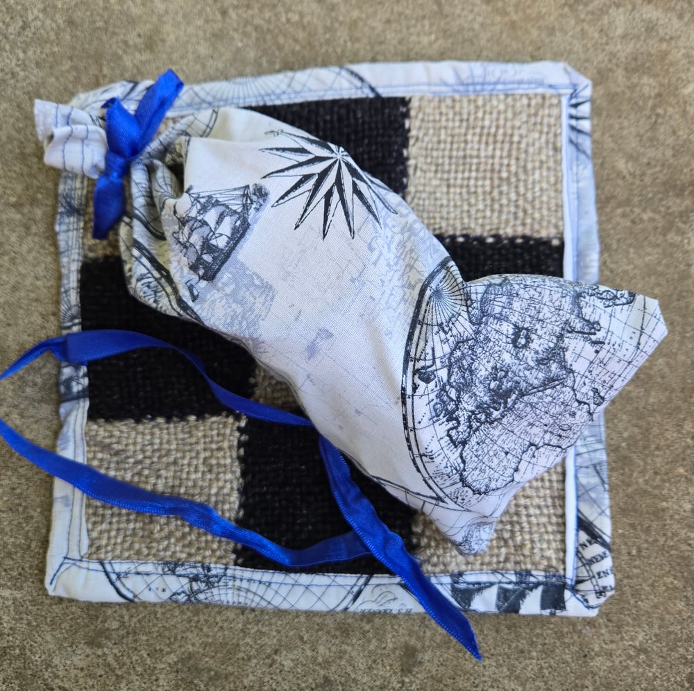 Image of  Travel Tic Tac Toe Set,Black & Wheat, Handmade