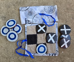 Image of  Travel Tic Tac Toe Set,Black & Wheat, Handmade