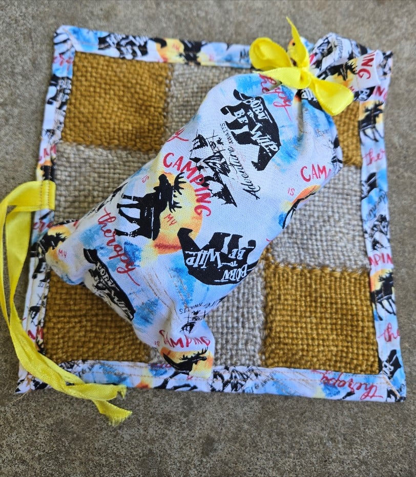 Image of  Travel Tic Tac Toe Set,Wheat & Gold, Handmade