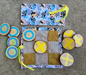 Image of  Travel Tic Tac Toe Set,Wheat & Gold, Handmade