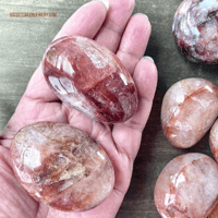 Image 2 of Fire Quartz Palm Stone, Hematoid Quartz for Emotional Healing & Grounding