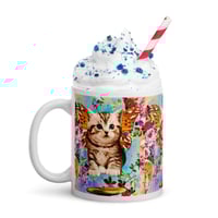 Image 2 of Butterfly Mushroom Kitty - White Glossy Mug