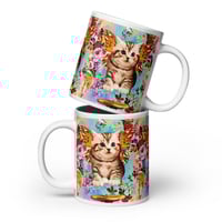 Image 7 of Butterfly Mushroom Kitty - White Glossy Mug