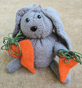 Image of Grey Rabbit, Handmade Stuffie, Dice Guardian