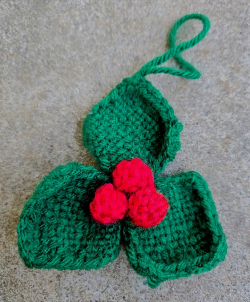 Image of Holly & Mistletoe, Handmade Ornaments, Set of 2