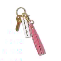 Image 1 of Leather Pink Tassel Keychain