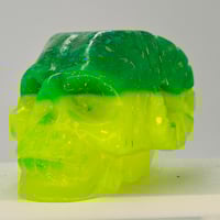 Image 1 of Horned skull - green/yellow glopal layers