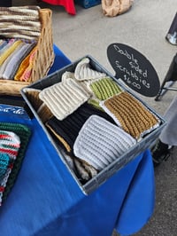 Crocheted Two Sided Dish Scrubby: Cotton & Wool Reusable Cleaning Pad