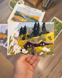 Alps wooden cabins print