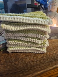 Image 2 of Crocheted Two Sided Dish Scrubby: Cotton & Wool Reusable Cleaning Pad