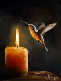 Image 1 of "Hummer by the fire" Original painting