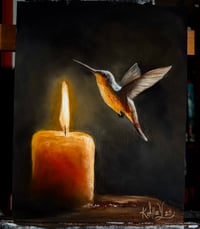 Image 2 of "Hummer by the fire" Original painting