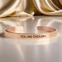 Image 1 of "You Are Enough – Self-Love Engraved Minimalist Bracelet"
