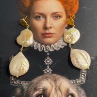 Image 2 of Large Keshi pearl double drop stud earrings