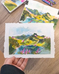 Alpine dam - Gouache on handmade paper A5