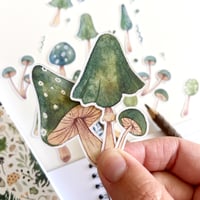 Image 3 of green mushrooms sticker bundle (29 stickers)